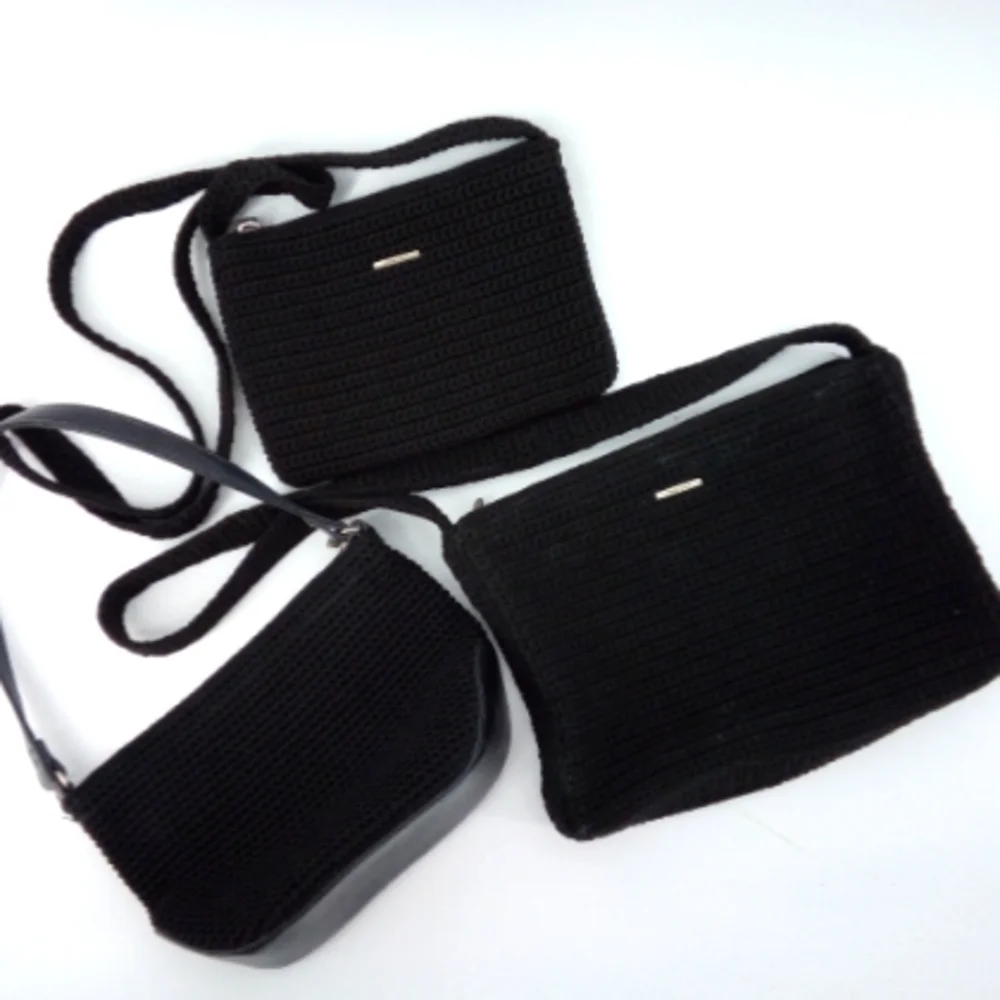 The SAK Black Knit Leather Trio Bundle Small Medium Shoulder Bags Bag Casual - Picture 1 of 16
